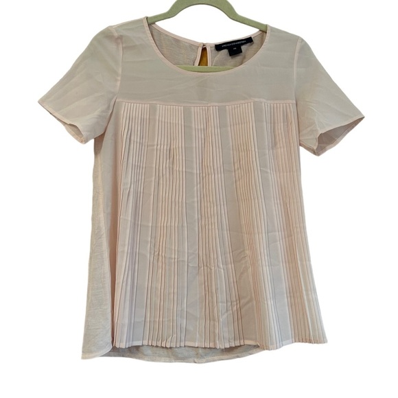 FRENCH CONNECTION PLEATED PALE PINK TOP - Picture 1 of 4